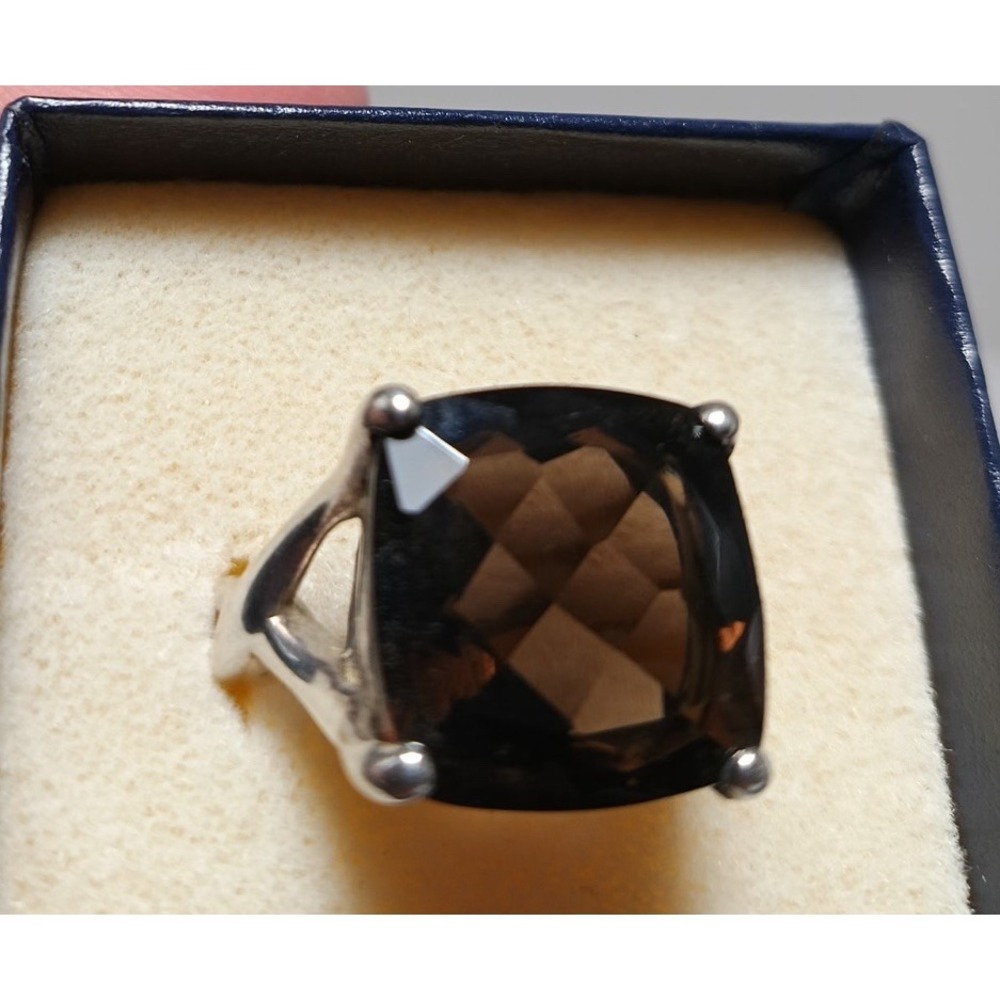 925 Sterling Silver Vintage Smoky Quartz Ring Size 5.5
